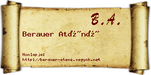 Berauer Aténé névjegykártya